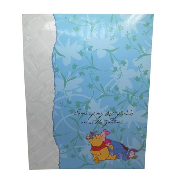 Disney's Winnie the Pooh Folder Vintage Pen-Tab Unpunched Friends in Garden - Picture 1 of 7